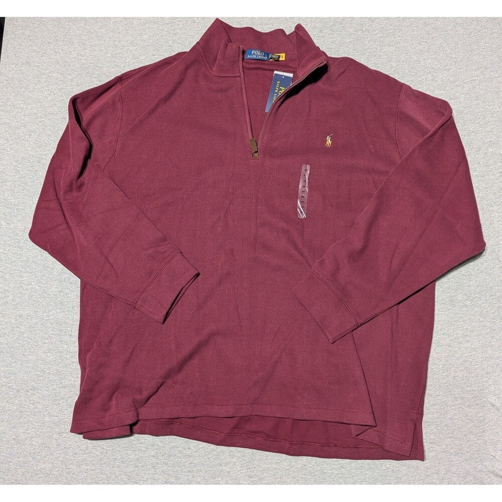 Polo Ralph Lauren Burgundy Multicolor Pony Logo 4XB  1/4 Zip Pullover Sweatshirt
